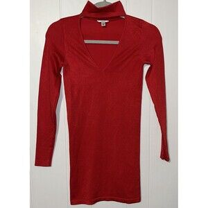 Guess Bodycon Mockneck Cutout Dress Size XS/S Red NWOT